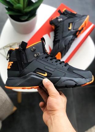 ❄️nike huarache winter acronym black/orange❄️зимние мужские чёрные кроссовки найк.