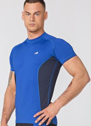 Мужская спортивная футболка рашгард rough radical fury duo ss, синяя с темно-синими вставками m