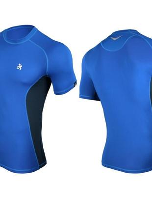 Мужская спортивная футболка рашгард rough radical fury duo ss, синяя с темно-синими вставками m