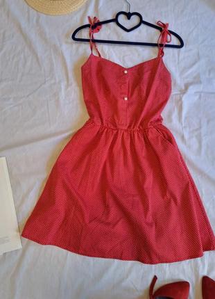 Винтажный сарафан га завязках,  винтажное платье , сарафан в горошек3 фото