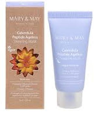 Нічна антивікова маска з пелюстками календули mary&amp;may calendula peptide ageless sleeping mask