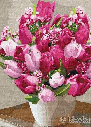 Картина по номерам букеты яркие тюльпаны 40 х 50 см kho3006 квіти на картині melmil