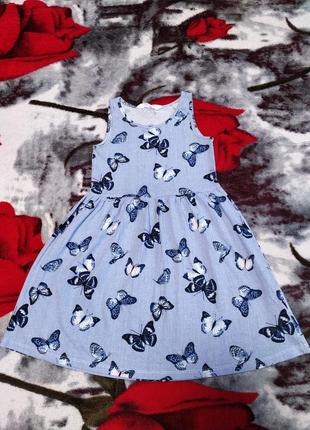 Стильное, летнее платье, платье в бабочки для девочки 5-6 лет - h&m