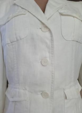 Жіночий жакет піджак білий базовий льон тренд модний актуальний довгі рукава літній стильний4 фото