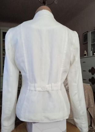 Жіночий жакет піджак білий базовий льон тренд модний актуальний довгі рукава літній стильний6 фото