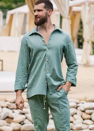 Костюм мужской со штанами лен 46-56 р-р