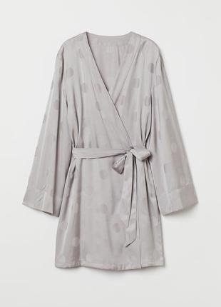 H&m ефектний короткий сатиновий халат на запах з поясом нм літній піжама бренд оригінал