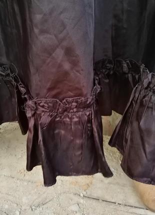 Шоколадная юбка spectrum винтаж винтажная с рюшей рассклешенная макси длинная5 фото