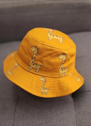 Оранжевая летняя детская хлопковая панамка панама шляпа шапка жирафик9 фото