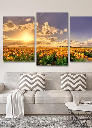 Модульна картина у вітальню/ спальню жовті тюльпани  art-572_32 фото