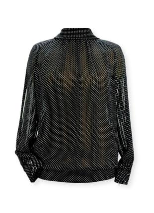 Стильная черная шифоновая блуза с высокими разрезами рукавов