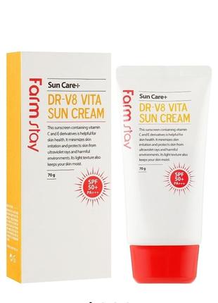 Сонцезахисний крем, вітамінізований
farmstay dr-v8 vita sun cream1 фото