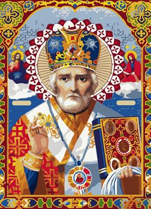 Картина за номерами strateg ікона святого миколая розміром 40х50 см (gs1192) melmil