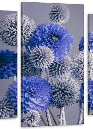 Модульная картина в гостиную / спальню сині квіти art-569_3 melmil1 фото