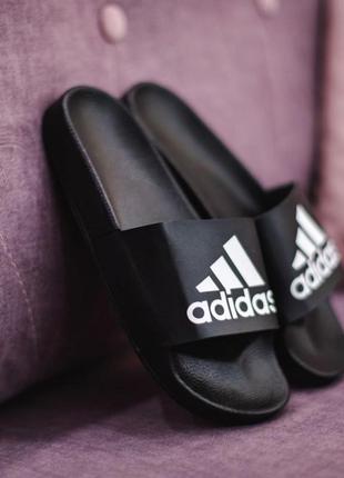 Стильні  чорні чоловічі шльопанці адидас adidas / чоловіче взуття на літо