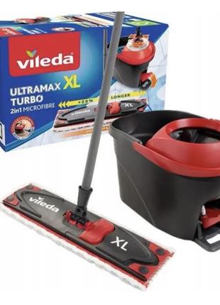 Набір для прибирання швабра + відро з оборотним механізмом vileda ultramax turbo xl