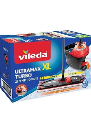 Набір для прибирання швабра + відро з оборотним механізмом vileda ultramax turbo xl2 фото