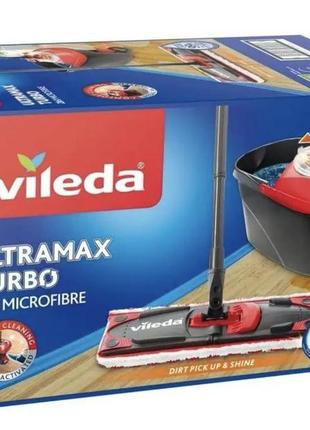 Набор для уборки швабра + ведро с оборотным механизмом vileda ultramax turbo + дополнительная сменная насадка4 фото