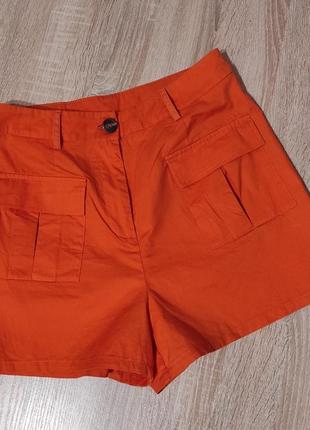 Ярко оранжевые женские шорты с высокой посадкой. тм. femme luxe, размер м2 фото