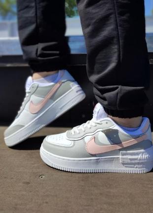 Жіночі кросівки nike air force 1 shadow white grey pink