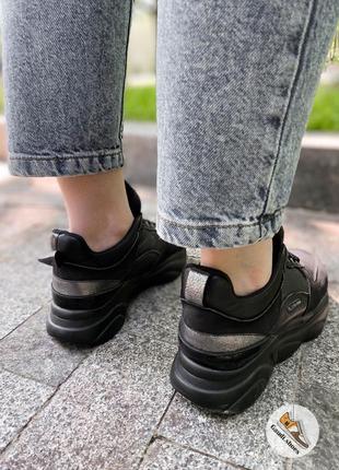Жіночі чорні кросівки з натуральної шкіри + нубук весна/літо/осінь3 фото