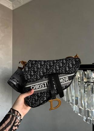 Сумка dior saddle textile grey logo