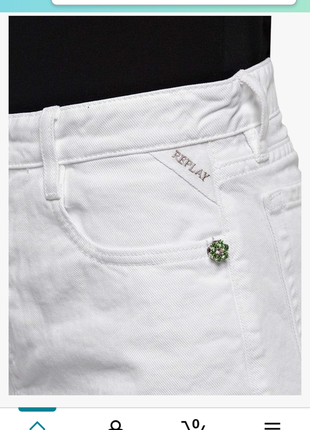 Белые джинсовые шорты с вышивкой replay размер 27 или s10 фото