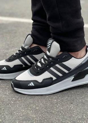 Чоловічі сірі з чорним кросівки в сітку adidas 🆕 кросівки адідас