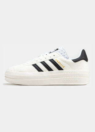 Женские кроссовки adidas gazelle bold cloud white core black.