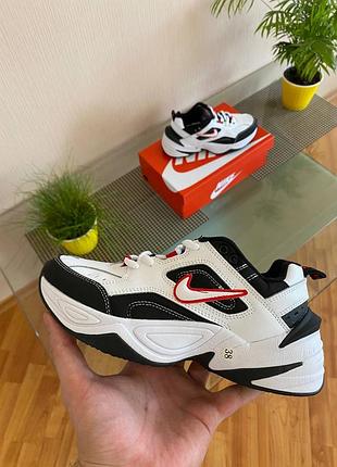 Жіночі кросівки nike m2k tekno (біло-чорно-червоні)
