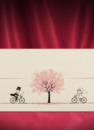 Забавные приглашения на свадьбу с велосипедами (арт. 2714)