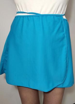 Короткое парео юбка пляжное на запах голубое crazy wave р. 48\l