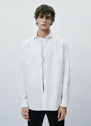 Massimo dutti slim fit белая рубашка oxford2 фото