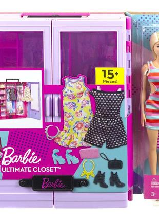 Ігровий набір barbie бузкова шафа для одягу з лялькою (hjl66)5 фото