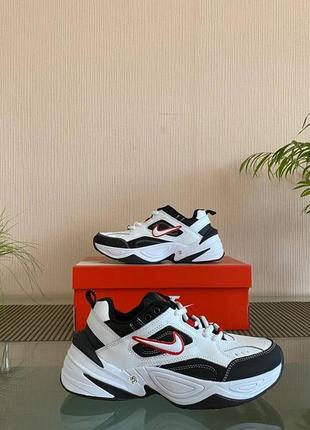 Кросівки nike m2k tekno (біло-чорні з червоним)