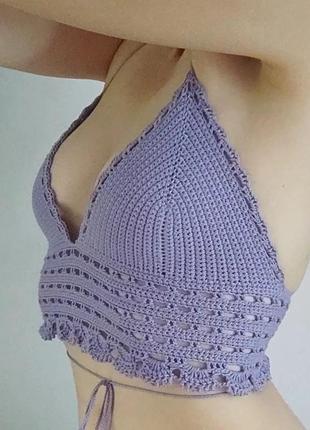 Festival crochet top / плетеный топ лавандовый, ручная работа