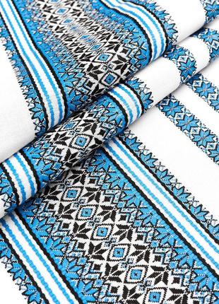 Скатертина з українською вишивкою 144, 6 + 6 серветок, 215х145 см, синій1 фото
