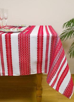 Новорічний текстильний кухонний набір з орнаментом + 6 серветок, 160х145 см6 фото