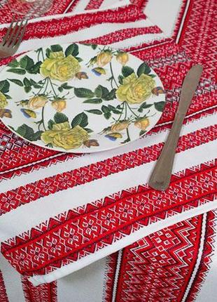 Новорічний текстильний кухонний набір з орнаментом + 6 серветок, 160х145 см2 фото