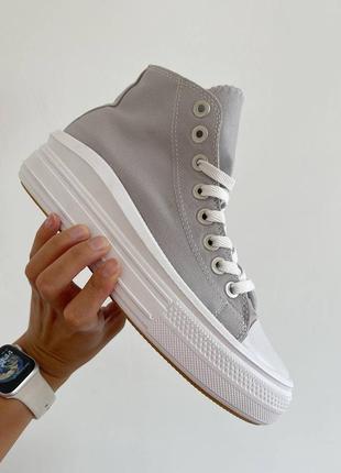 Converse chuck taylor move high grey жіночі літні кеди конверс сірі знижка весна літо женские серые кеды скидка2 фото