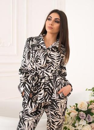 Костюм в пижамном стиле рубашка и брюки софт sale2 фото