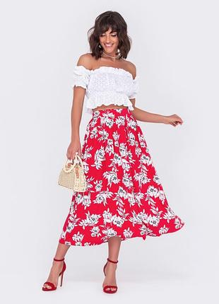 Легкий костюм з топом та спідницею-кльош