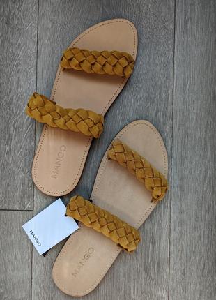 Кожаные шлепанцы mango размер 38-38,5