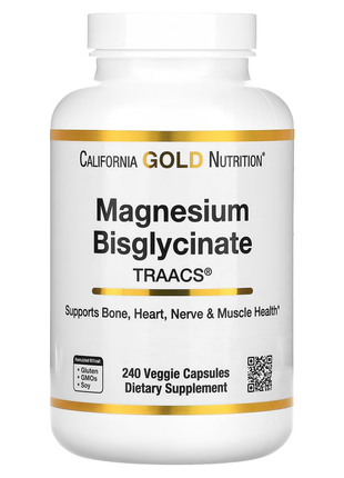 California gold nutrition, бісгліцинат магнію, 240 вегетаріанських капсул