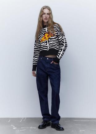 Zara стильный свитер с принтом пицца 3