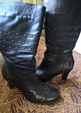 Кожаные сапоги с заклёпками торг