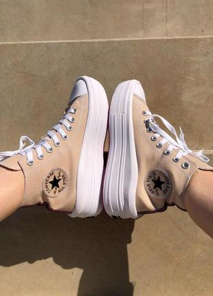 Женские кроссовки converse chuck taylor move high beige скидка sale / smb