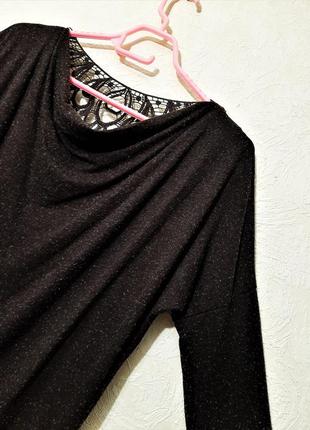 Cinemania платье коричневое мини трикотаж длинные рукава спинка с кружевом на девушку / женское4 фото
