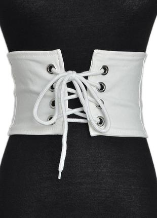 Ремень корсет женский со шнуровкой  размер s 62 см(до 75 см) белый2 фото