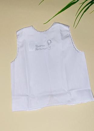 Рубашка белого цвета с вышивкой для новорожденного идеальная на крестообразование 100% коттон/б бренд: ovs2 фото